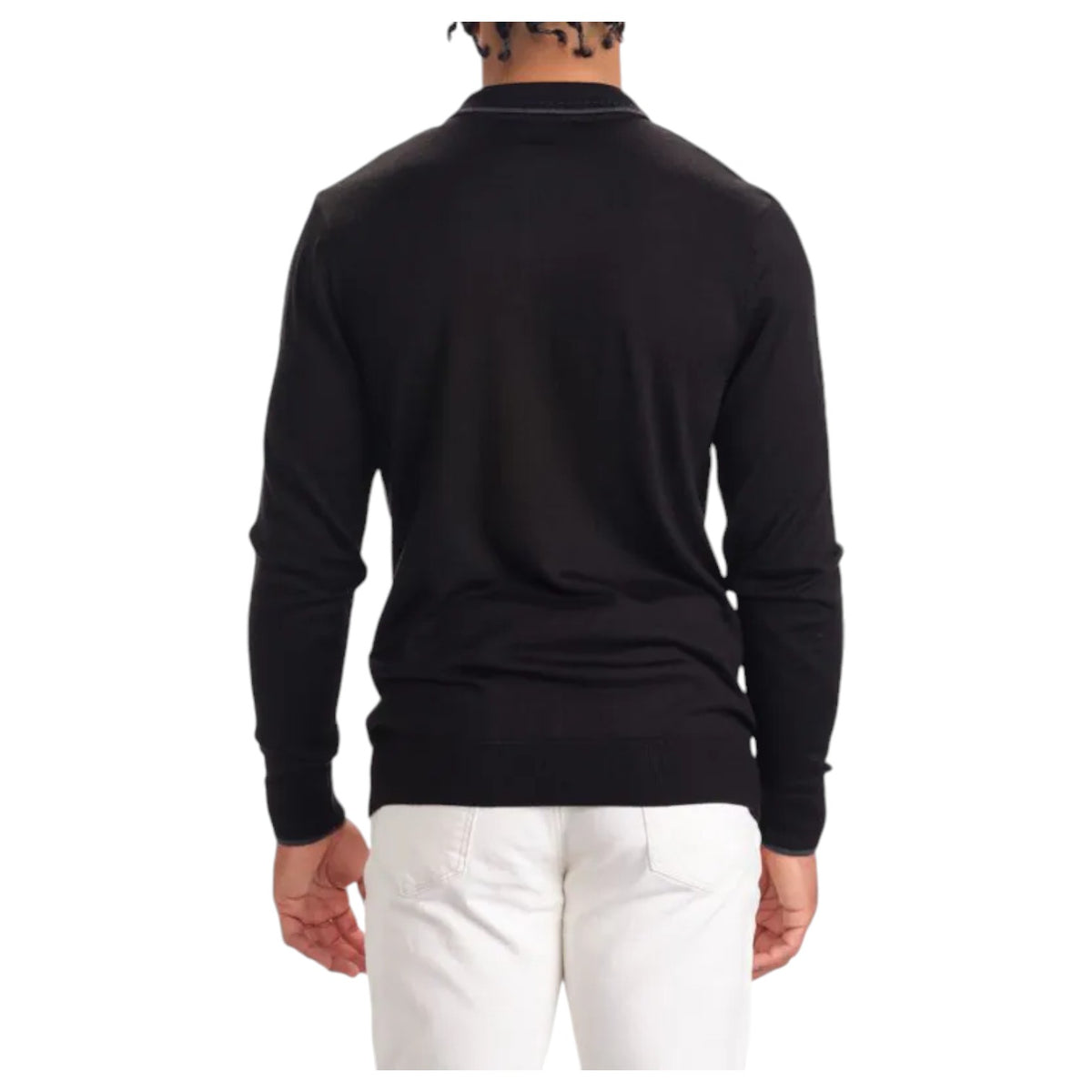 Garnet Merino Wool Polo Sweater In Black 2322018-2 Black