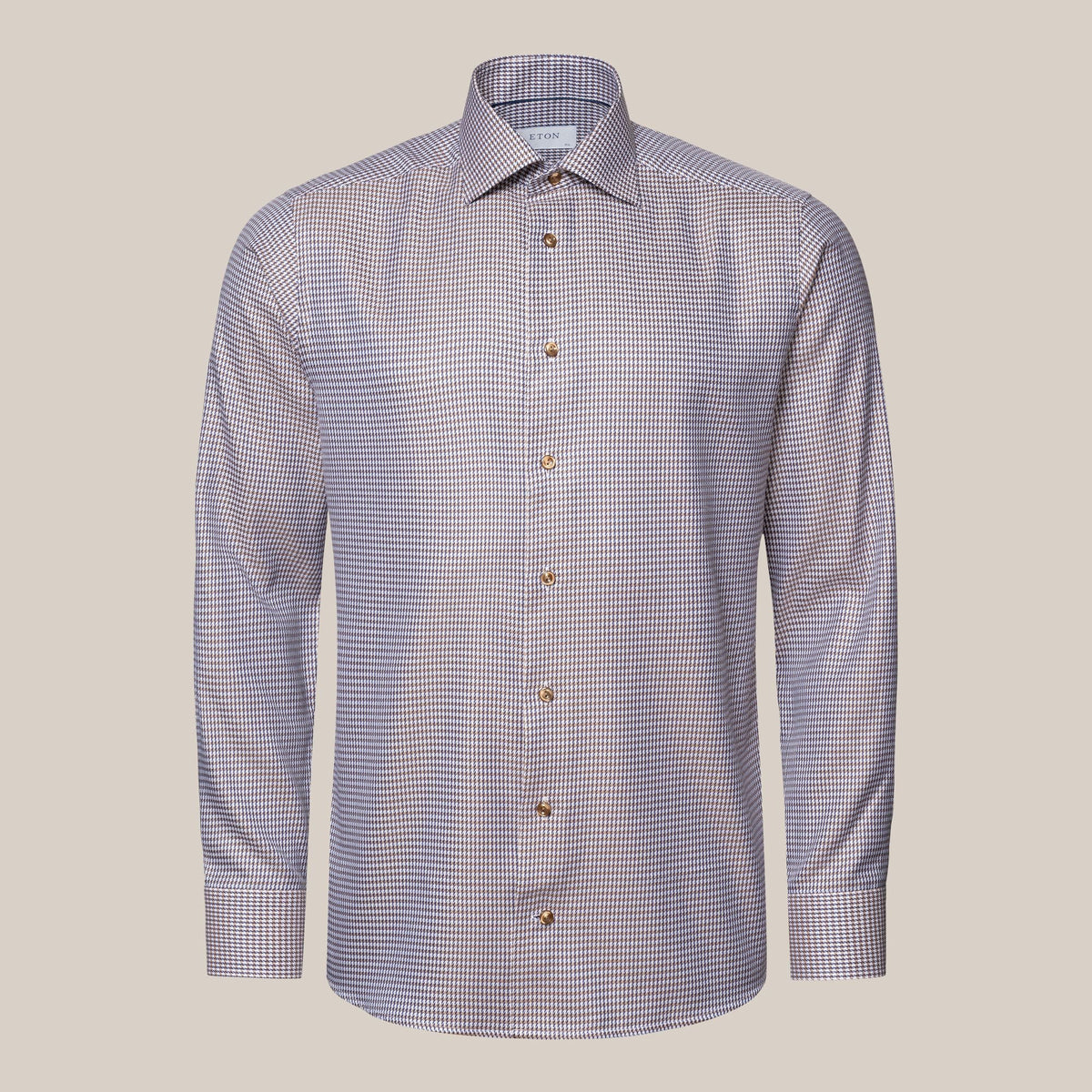 Eton Brown Houndstooth Signature Twill Contemporary Fit Shirt 100010464 35