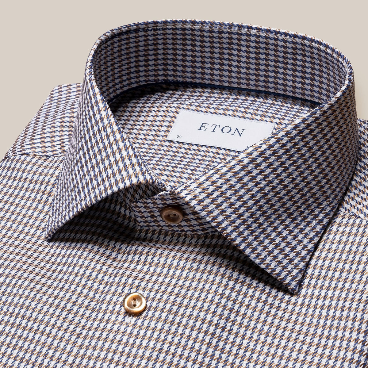 Eton Brown Houndstooth Signature Twill Slim Fit Shirt 100010291 35