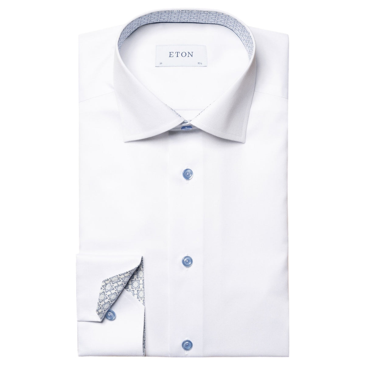 Eton White Twill Geometric Contrast Details In Slim Fit 100011093 00