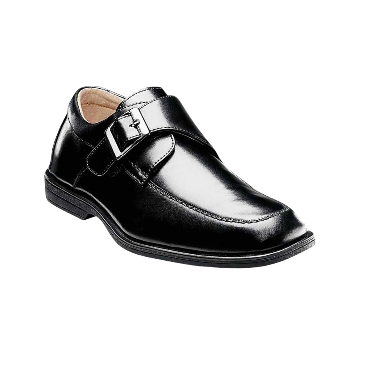 Florsheim Reveal Jr. Boys' Moc Toe Monk Strap Oxford-Black 16541-001