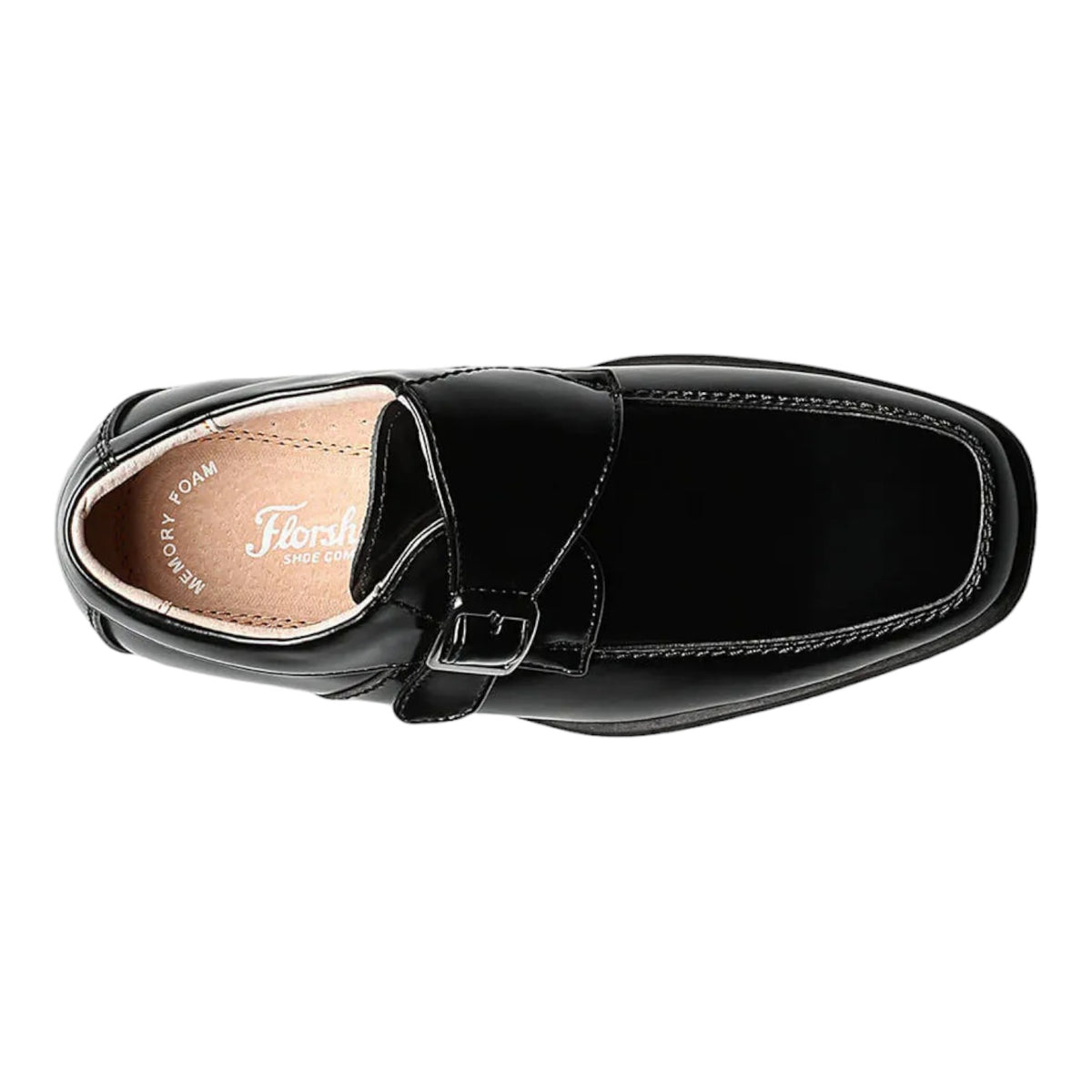 Florsheim Reveal Jr. Boys' Moc Toe Monk Strap Oxford-Black 16541-001
