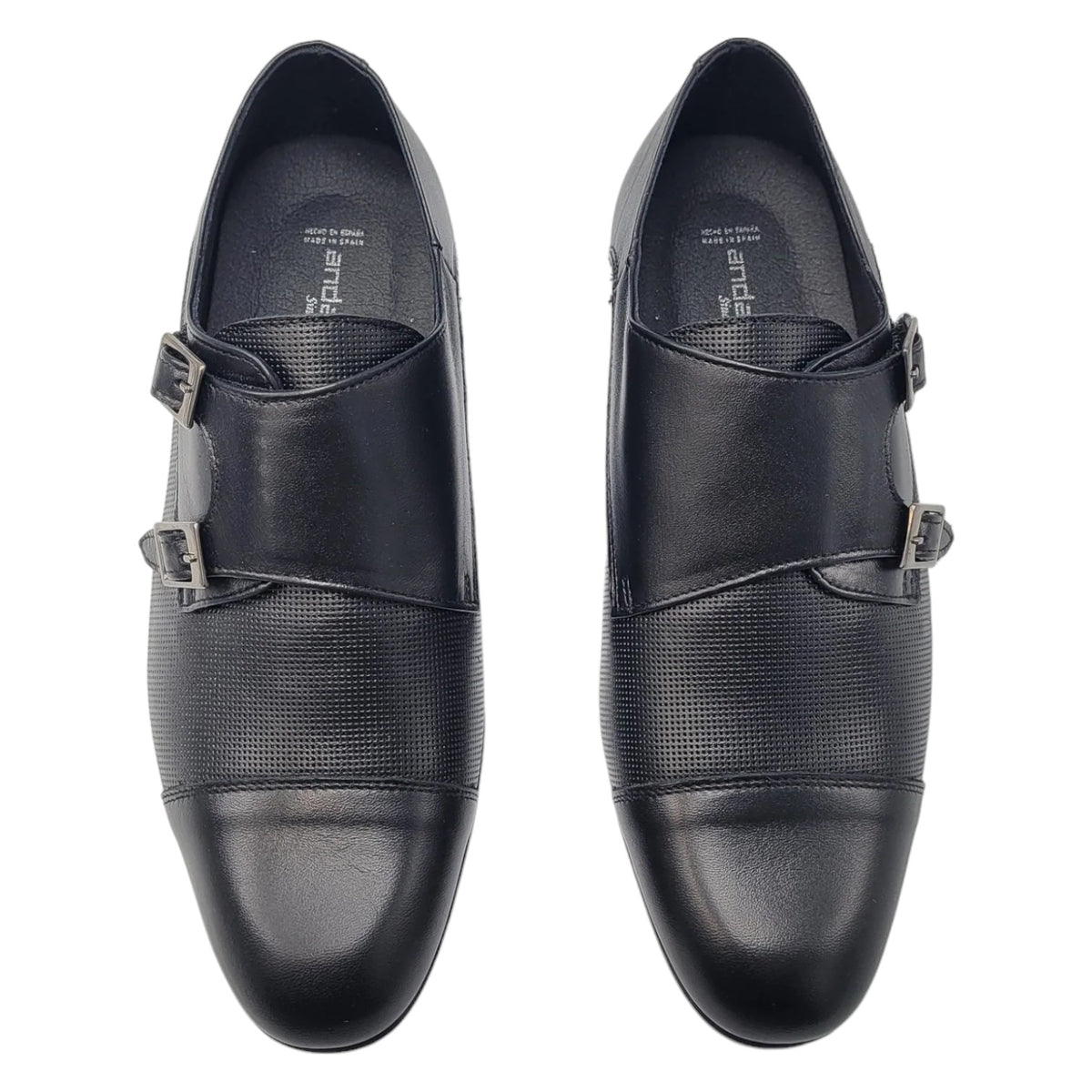 Andanines Boys' Perforated Monk Strap Dress Shoe 182705 Black