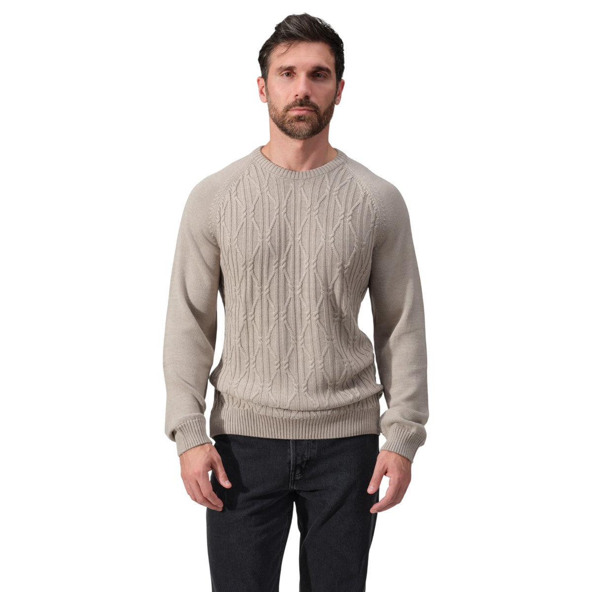 Garnet Mens Ravello Cable Turtleneck In Oat 2522011CS-44