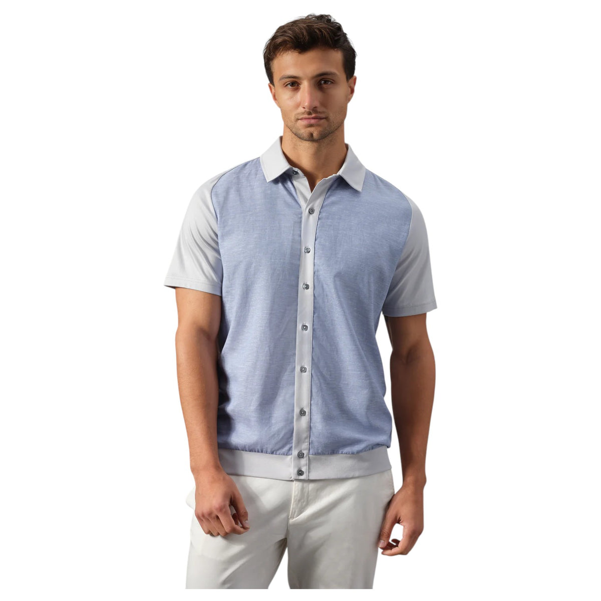 Garnet SetaTouch Linen-Tencel Colorblock Polo Shirt
