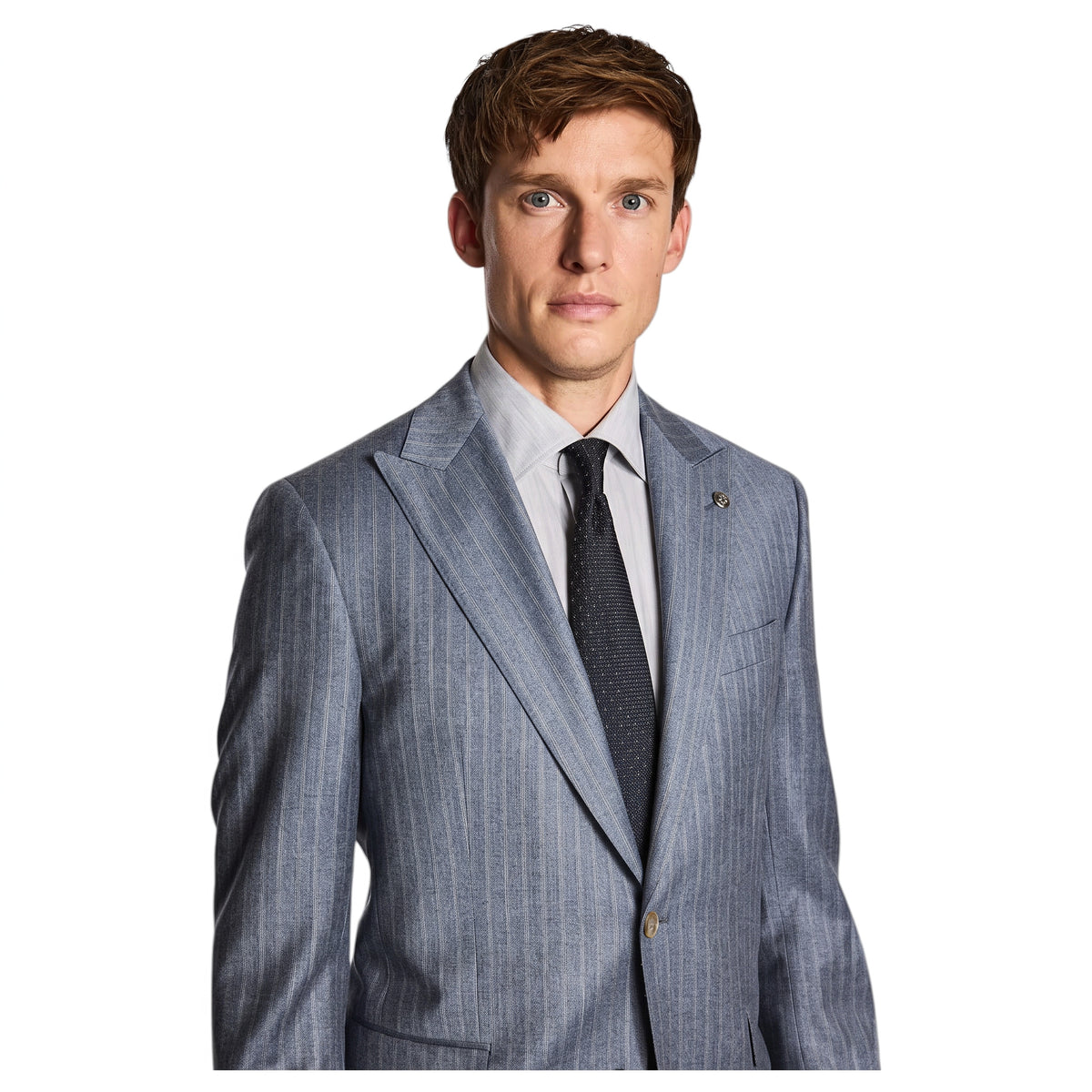 Jack Victor Esprit Blue Grey & Camel Pinstripe Wool-Cashmere Suit