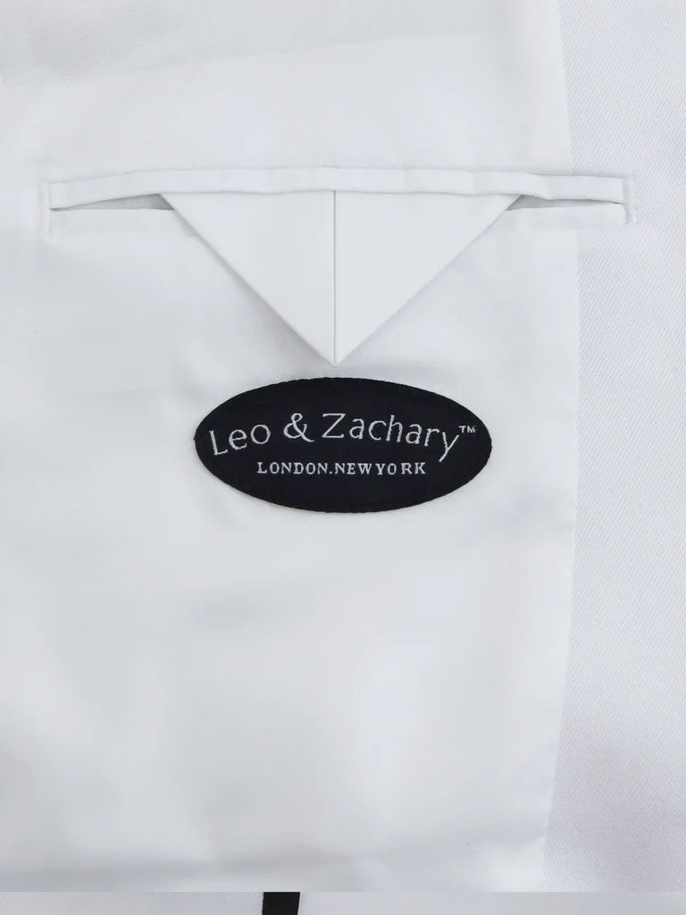 Leo & Zachary Boys' White Tuxedo with Black Pants and Black-Trim Notch Lapel TUX MAG WHITE