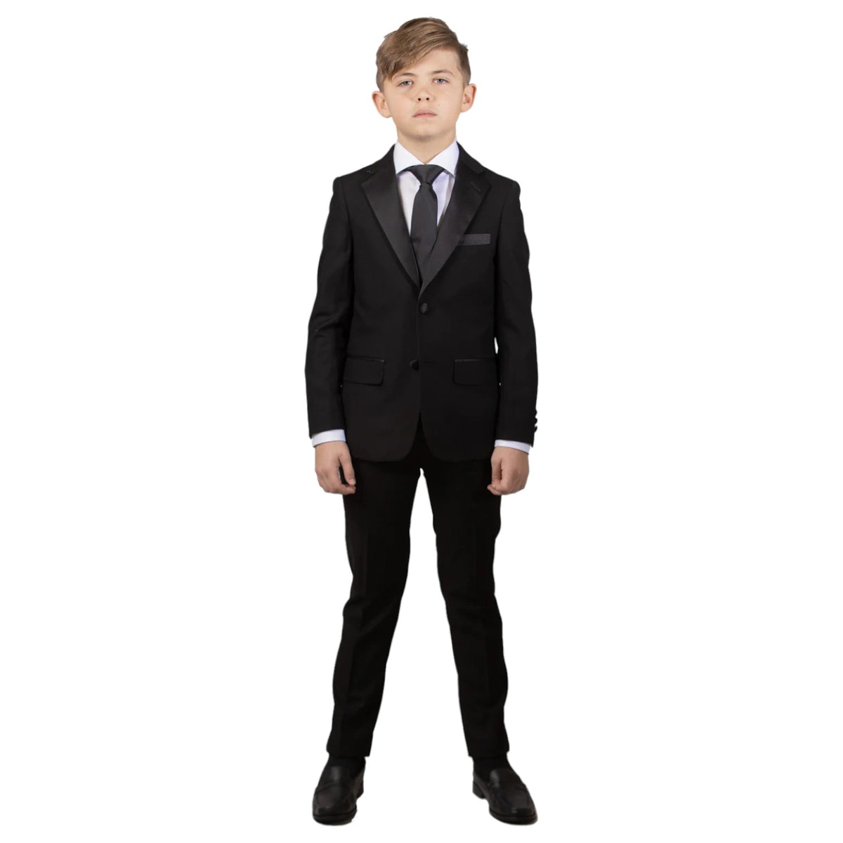 T.O Boys Black Satin Notch Lapel Tuxedo 3822-36NT