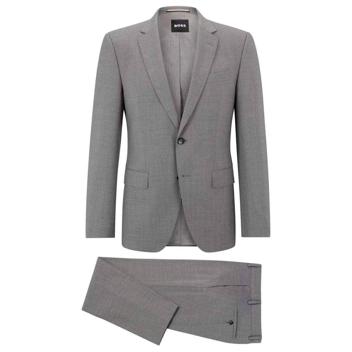 BOSS Slim-Fit Suit in Melange Silver Stretch Virgin Wool 50489347