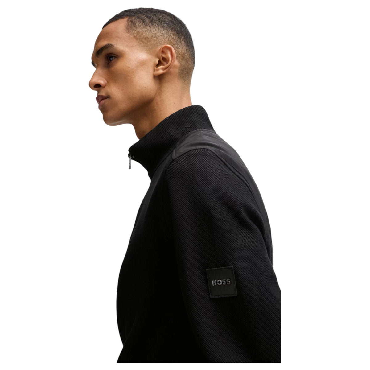 Boss Mercerized-Cotton Regular-Fit Sweatshirt With Logo Patch 5052499-001