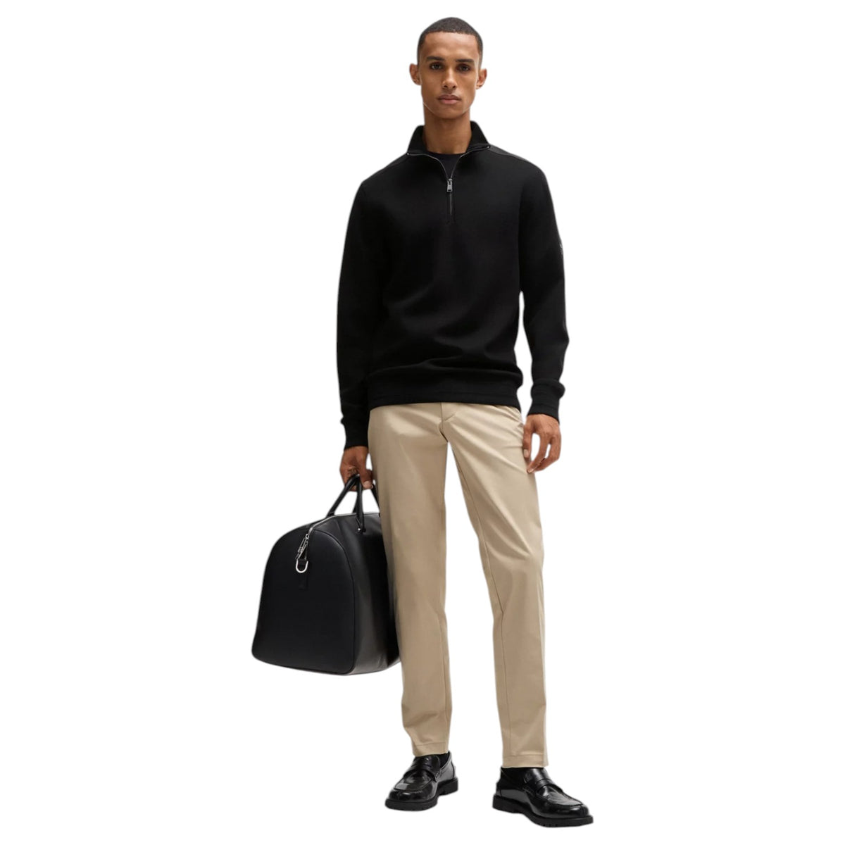 Boss Mercerized-Cotton Regular-Fit Sweatshirt With Logo Patch 5052499-001