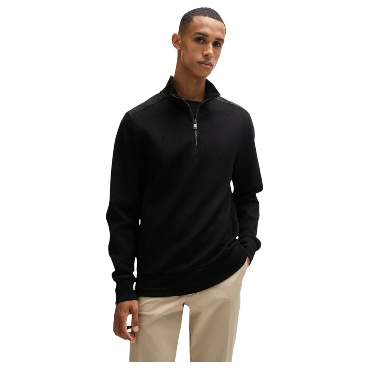 Boss Mercerized-Cotton Regular-Fit Sweatshirt With Logo Patch 5052499-001