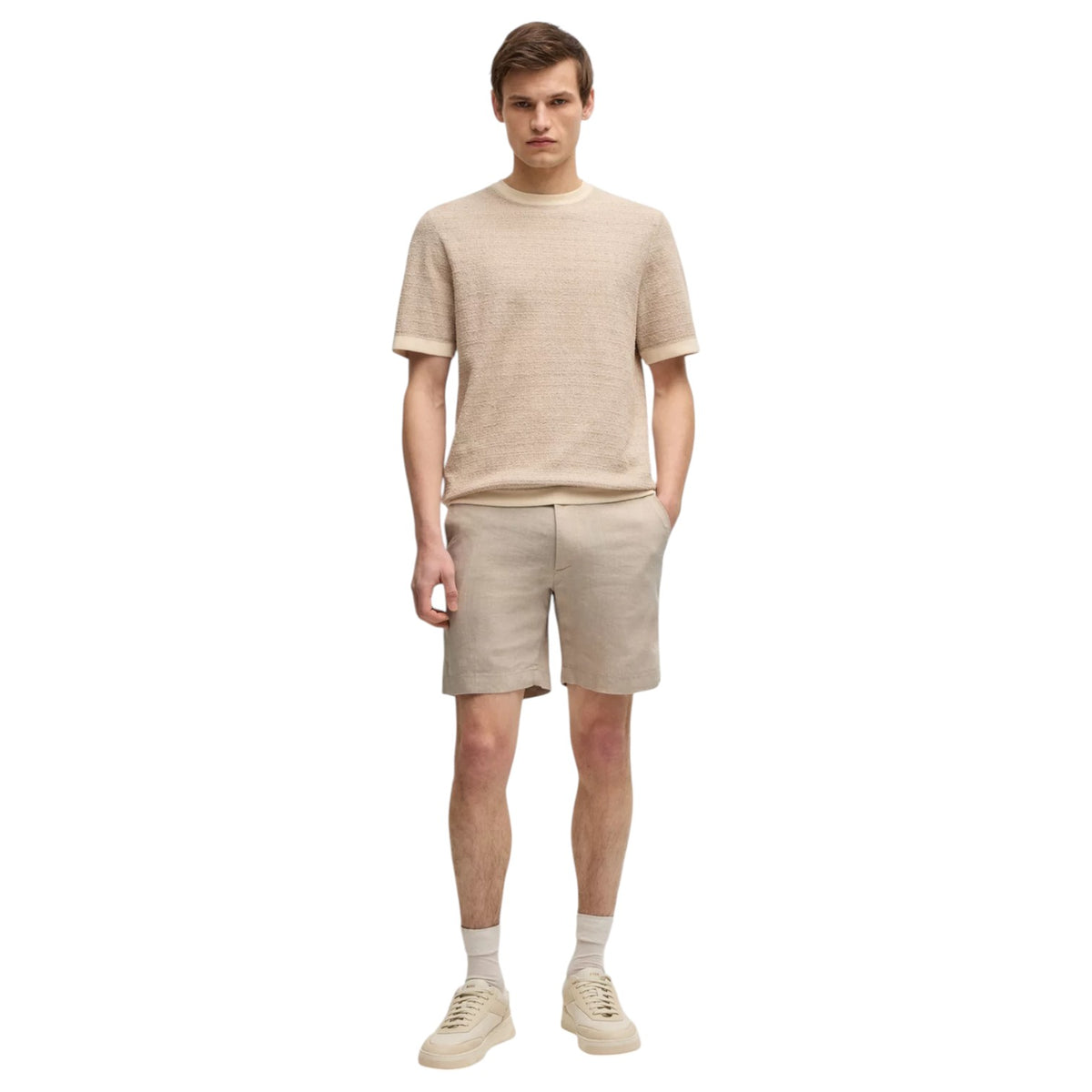 BOSS Regular-Fit Shorts In A Linen Blend With Drawcord 50538016
