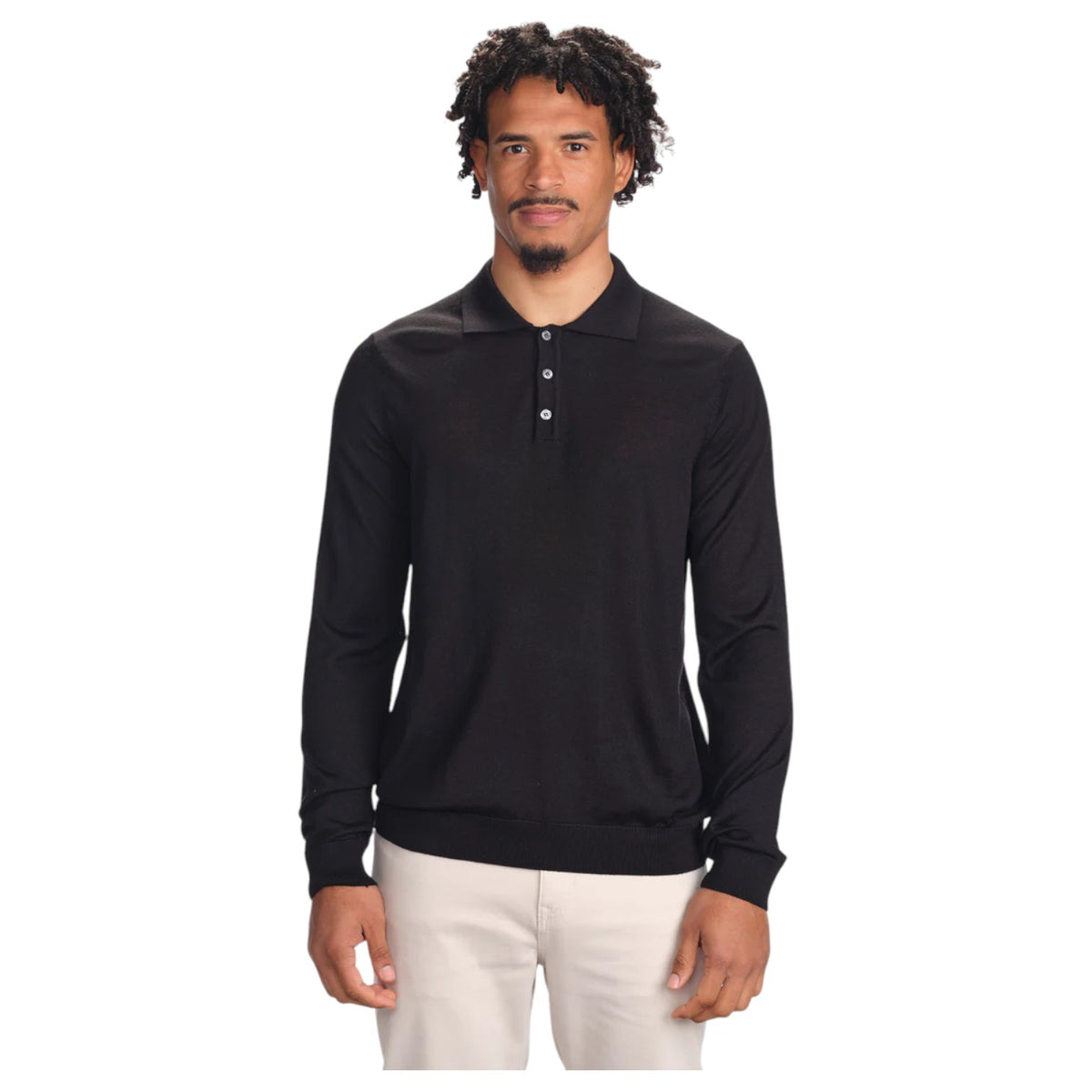 Garnet Long Sleeve Polo Sweater 7002-2 Black