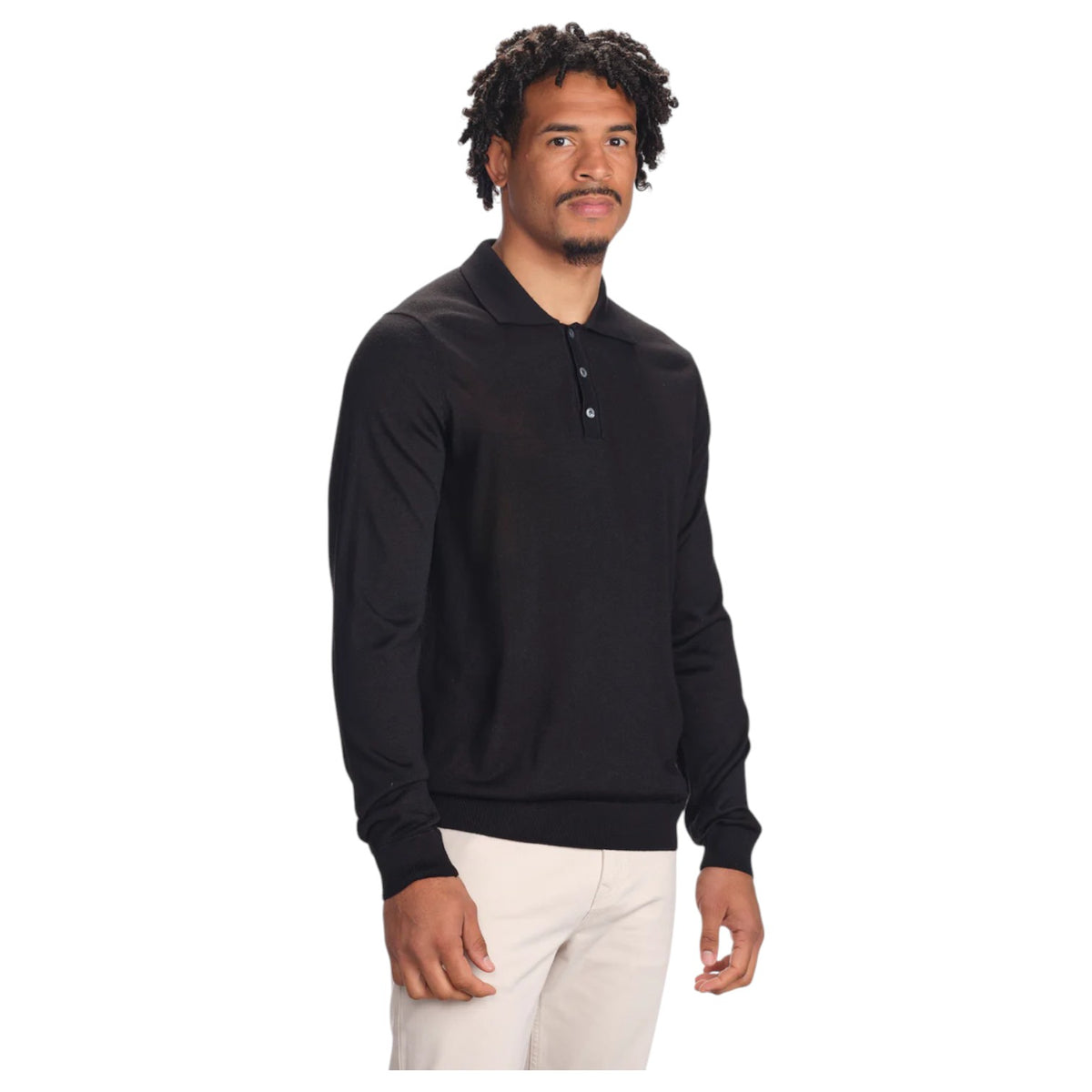 Garnet Long Sleeve Polo Sweater 7002-2 Black