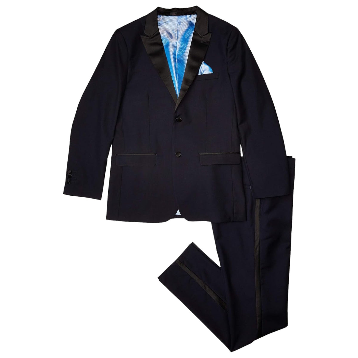 Isaac Mizrahi Boys' 2pc Contrast Peak Lapel Tuxedo ST2500 Navy
