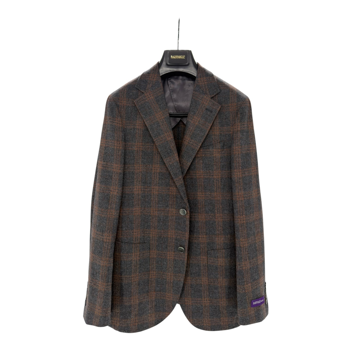 Original Bartorelli Fusion charcoal gray rust plaid blazer style 283244