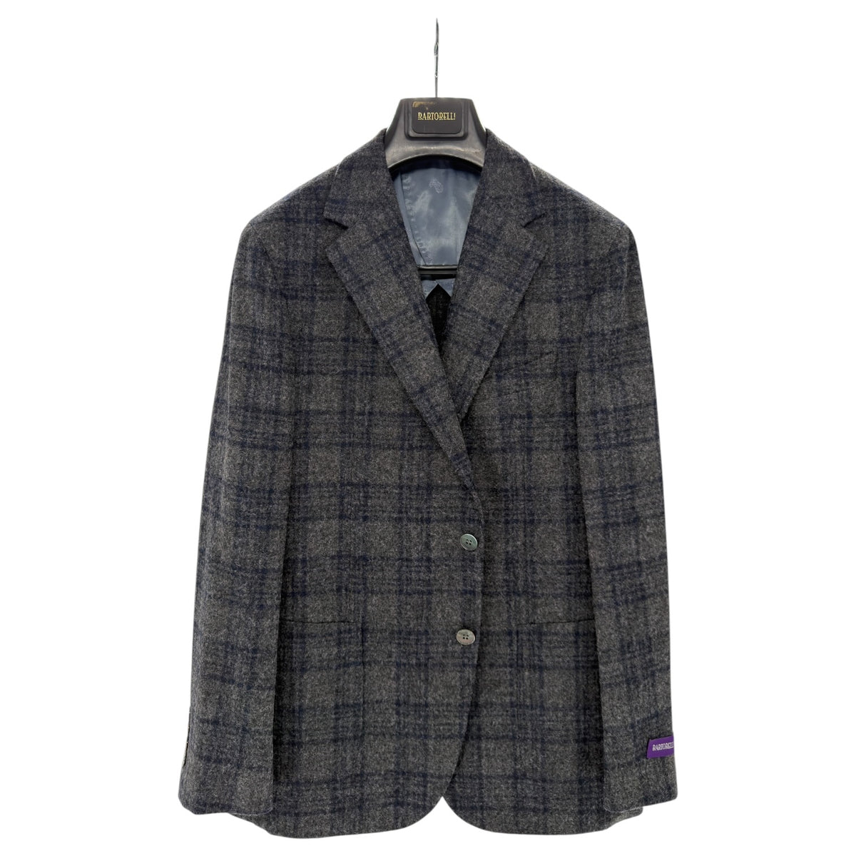 Original Bartorelli Fusion gray and navy windowpane blazer TQ472-C014