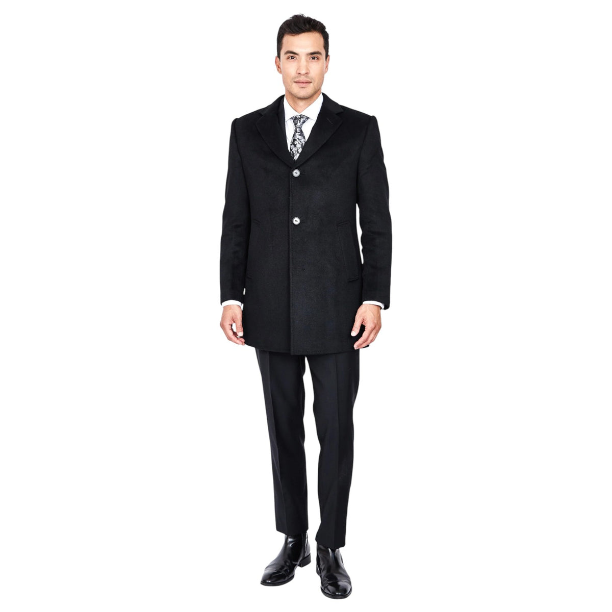 Bresciani Men's Long Coat In Wool And Cashmere RGB-O-Black