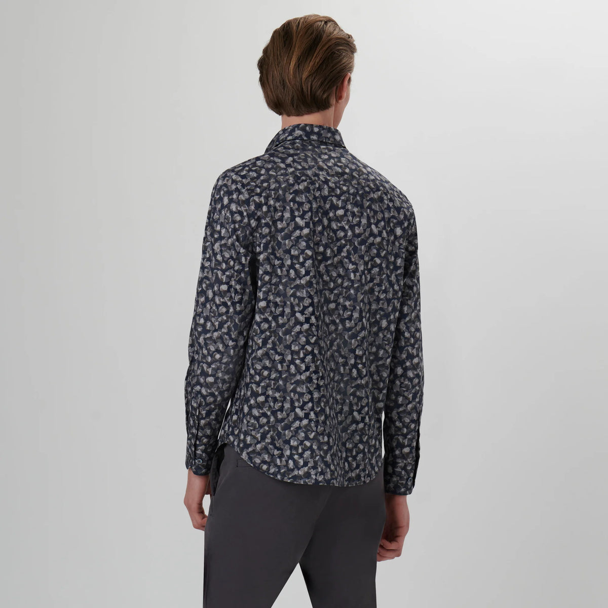 Bugatchi Julian Leaf Print Shirt CS3103L3S Chestnut