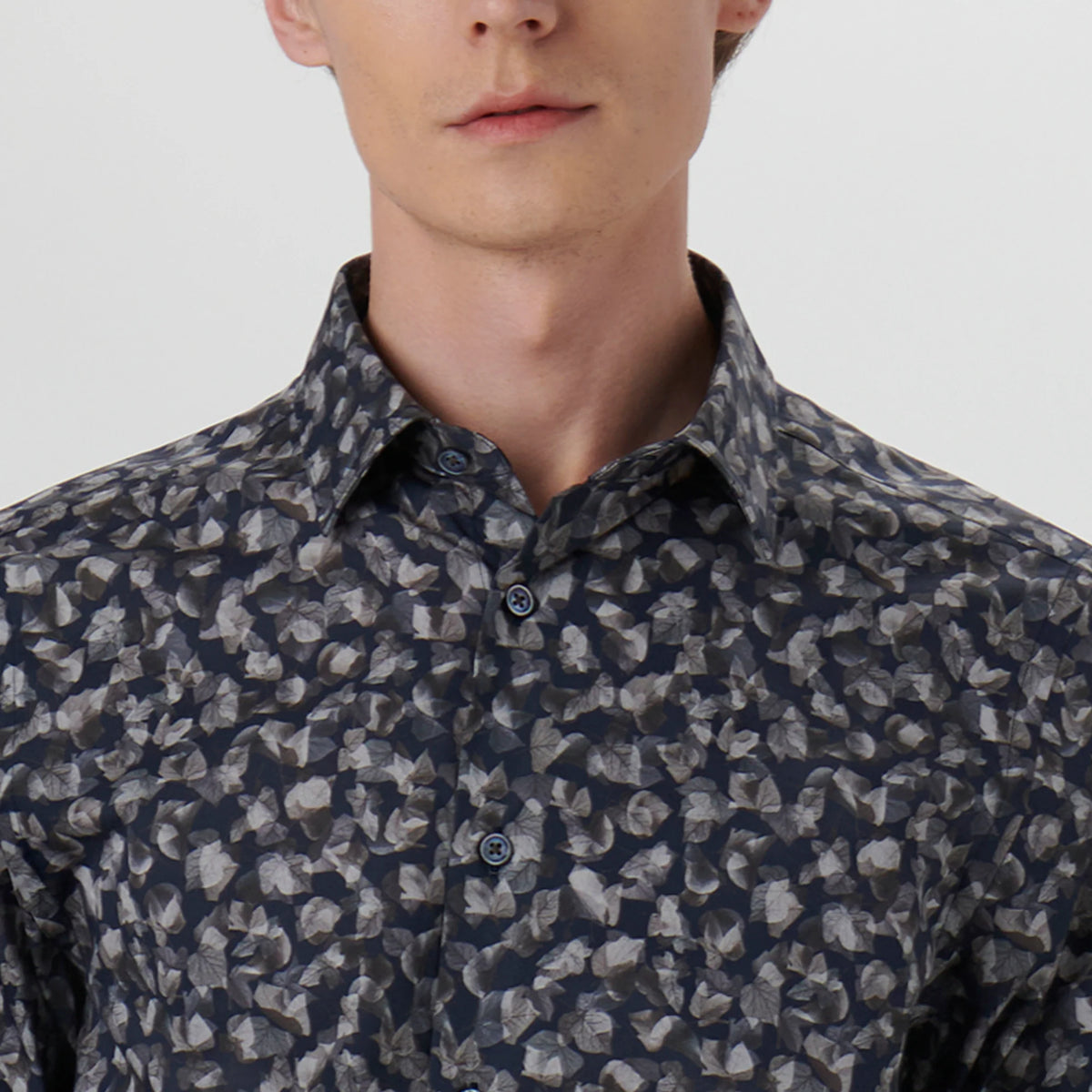 Bugatchi Julian Leaf Print Shirt CS3103L3S Chestnut