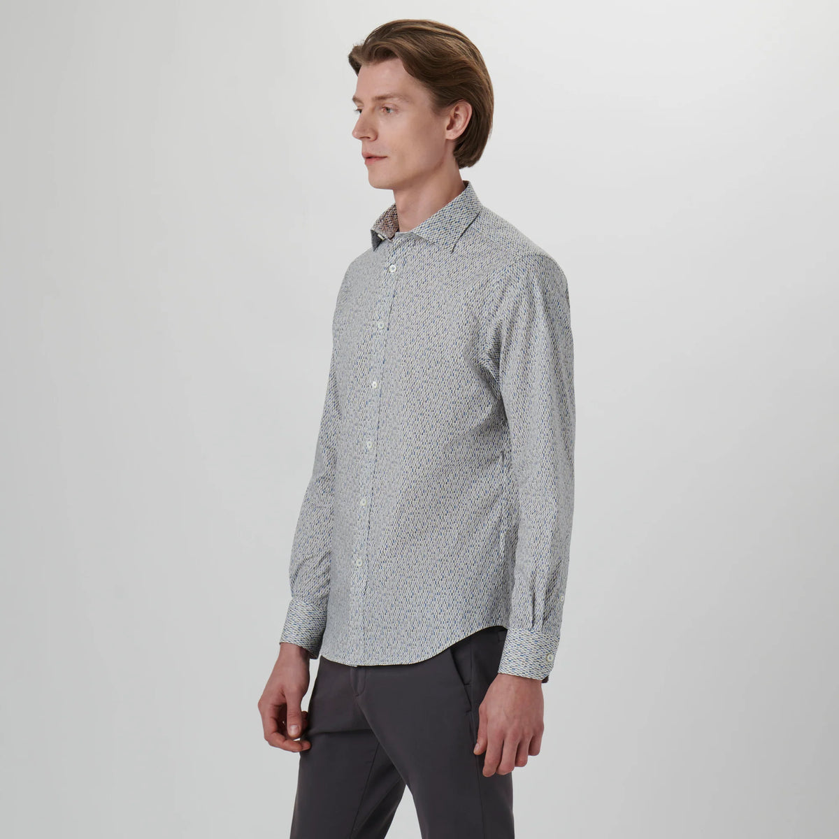Bugatchi Axel Mosaic Print Shirt - CS3190L7S Cement