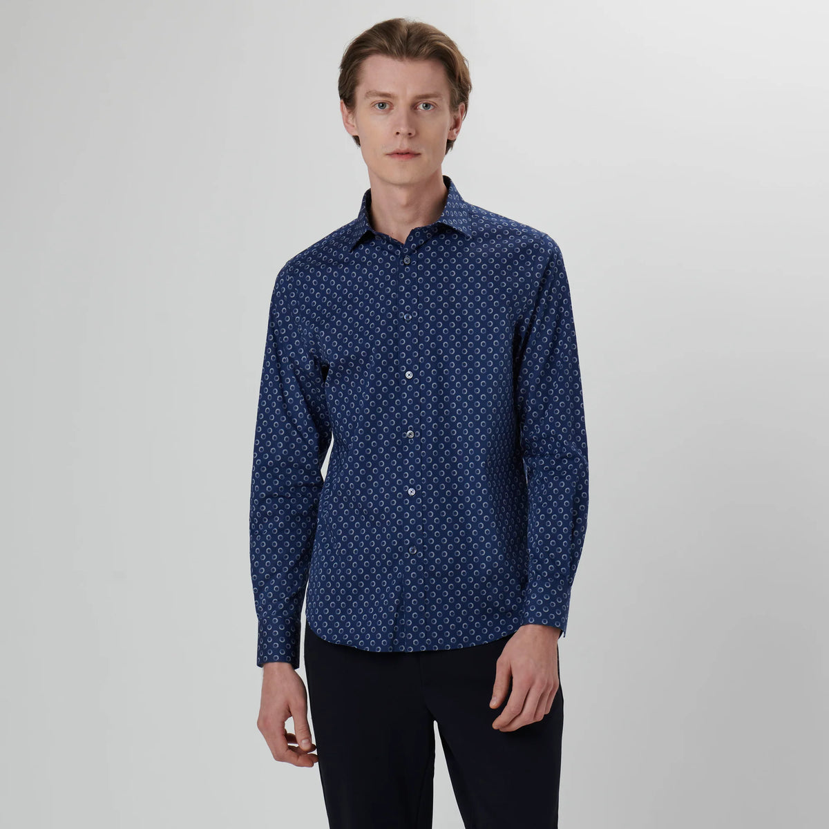 Bugatchi Axel Geometric Shirt CS3312L7S Navy