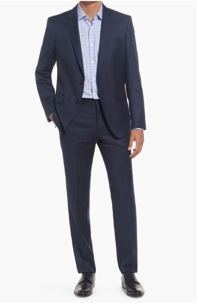 BOSS Bi-Stretch Slim-Fit Navy Blue Jersey Blazer 50481572-404