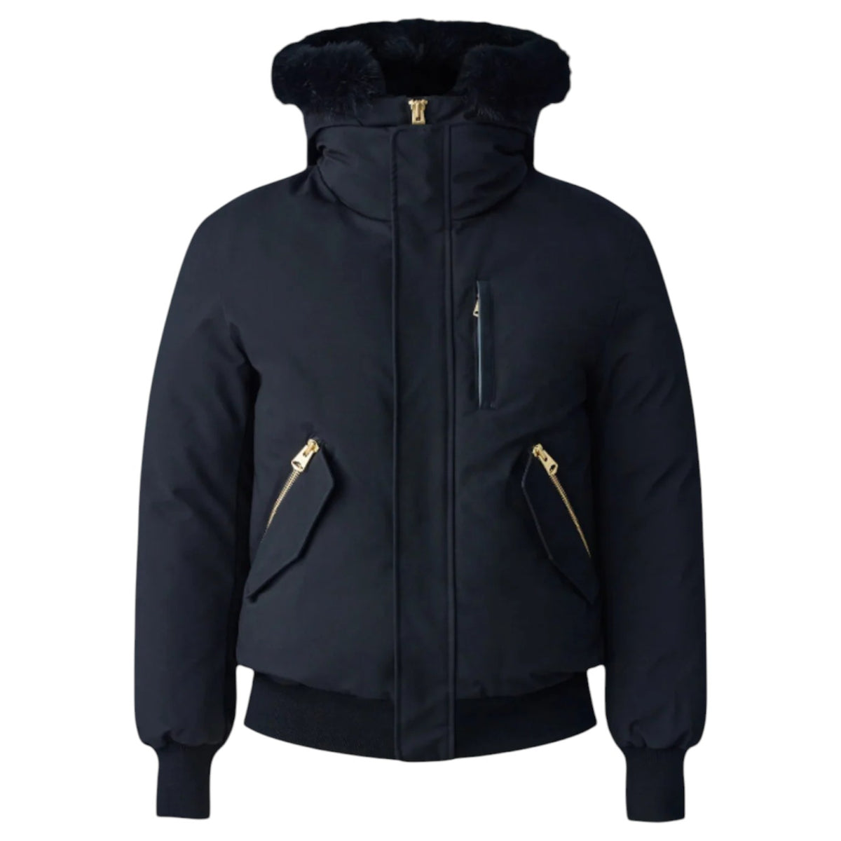 DIXON-BX Black&Gold Zipper 2-in-1 Nordic Tech Down Bomber Black Fur