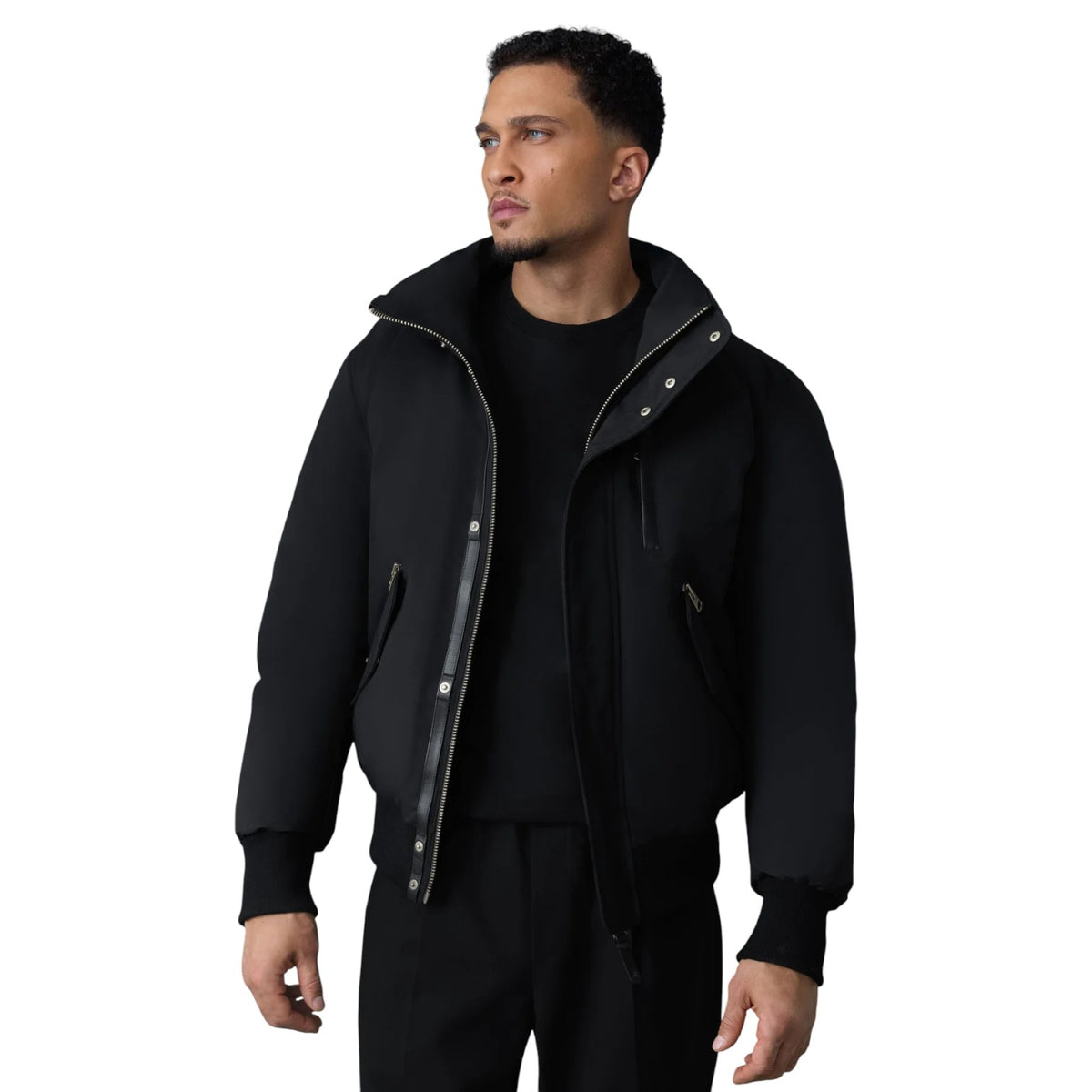 DIXON-BX Black&Gold Zipper 2-in-1 Nordic Tech Down Bomber Black Fur