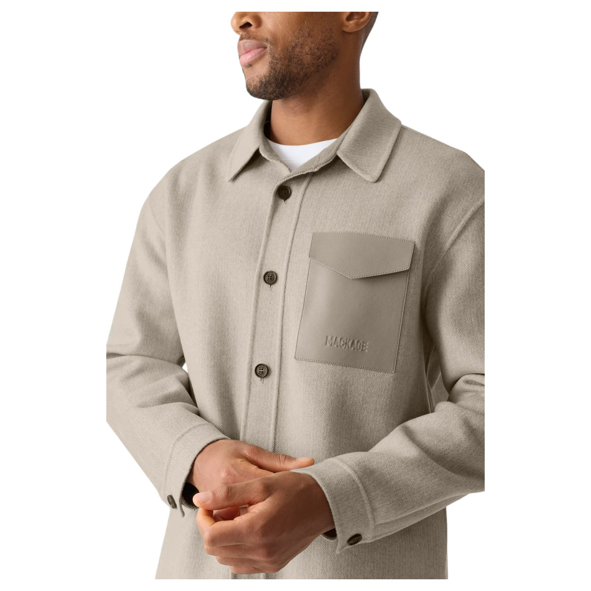 Mackage EMMANUEL-HB Double-Face wool Overshirt in Herringbone