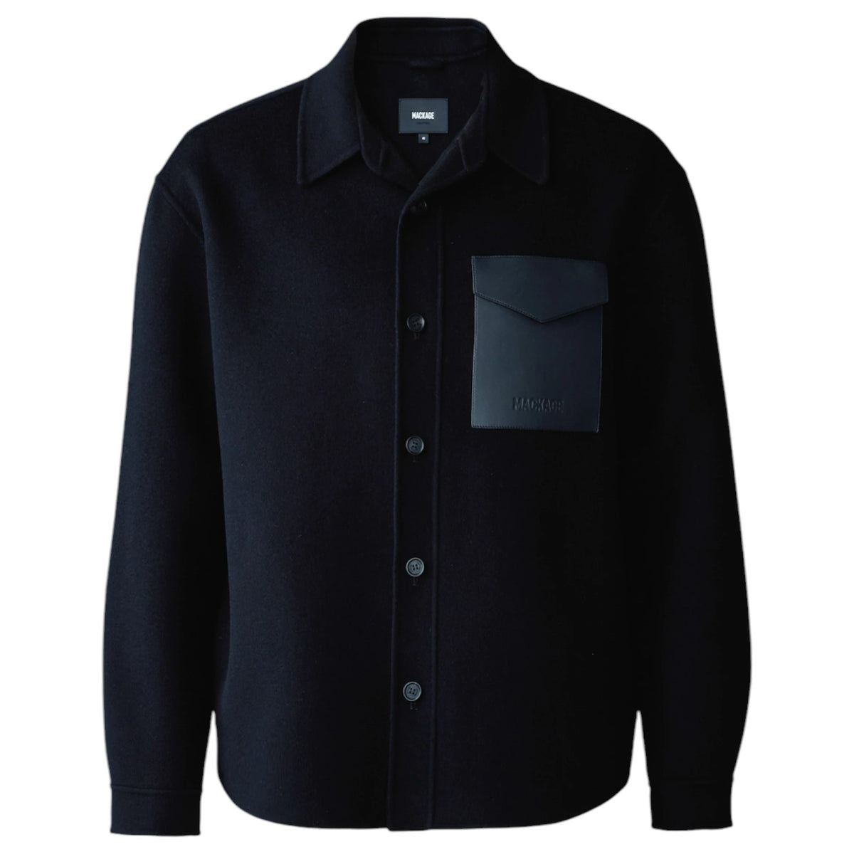 Mackage Emmanuel Double-face Wool overshirt with leather patch pocket