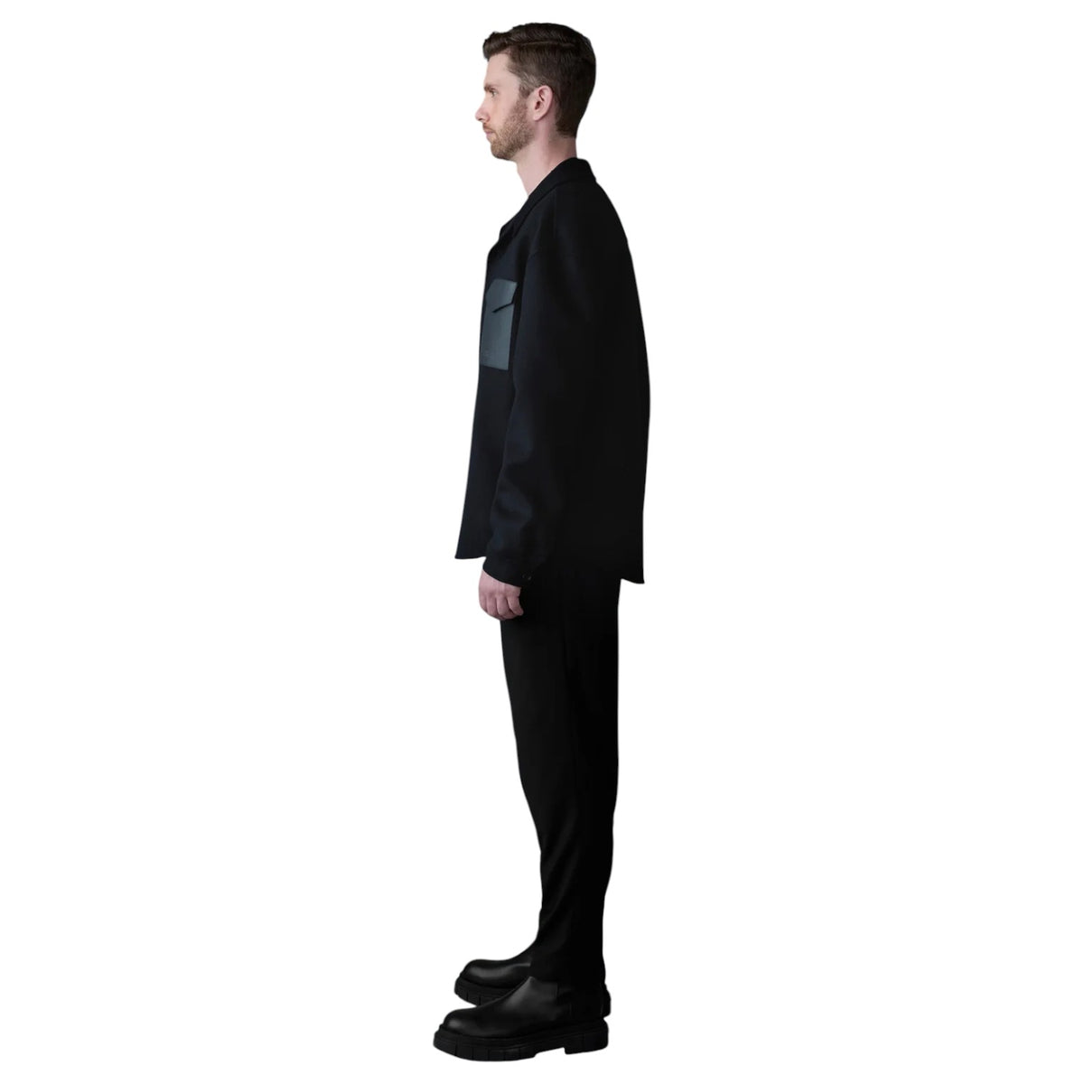 Mackage Emmanuel Double-face Wool overshirt with leather patch pocket