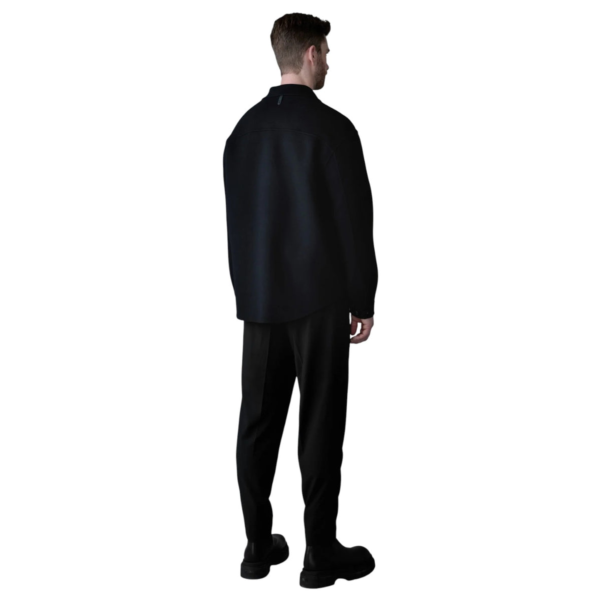 Mackage Emmanuel Double-face Wool overshirt with leather patch pocket