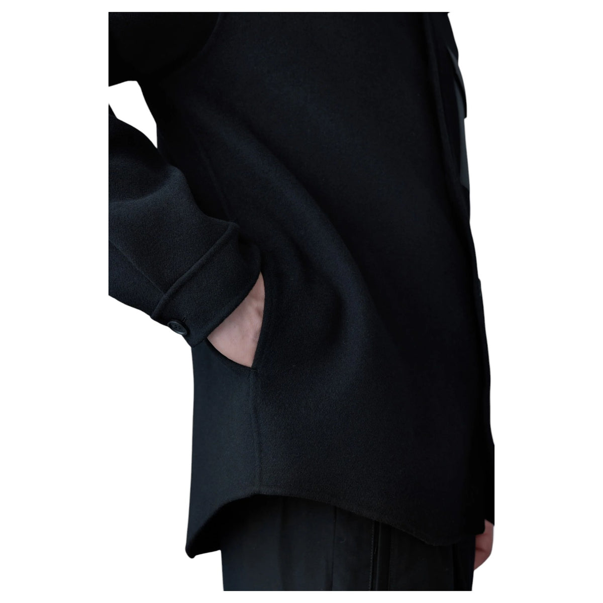 Mackage Emmanuel Double-face Wool overshirt with leather patch pocket