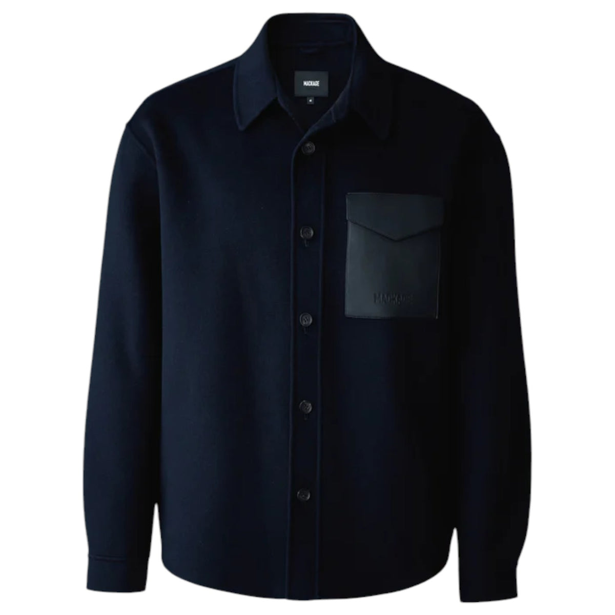 Mackage Emmanuel Double-face Wool overshirt with leather patch pocket