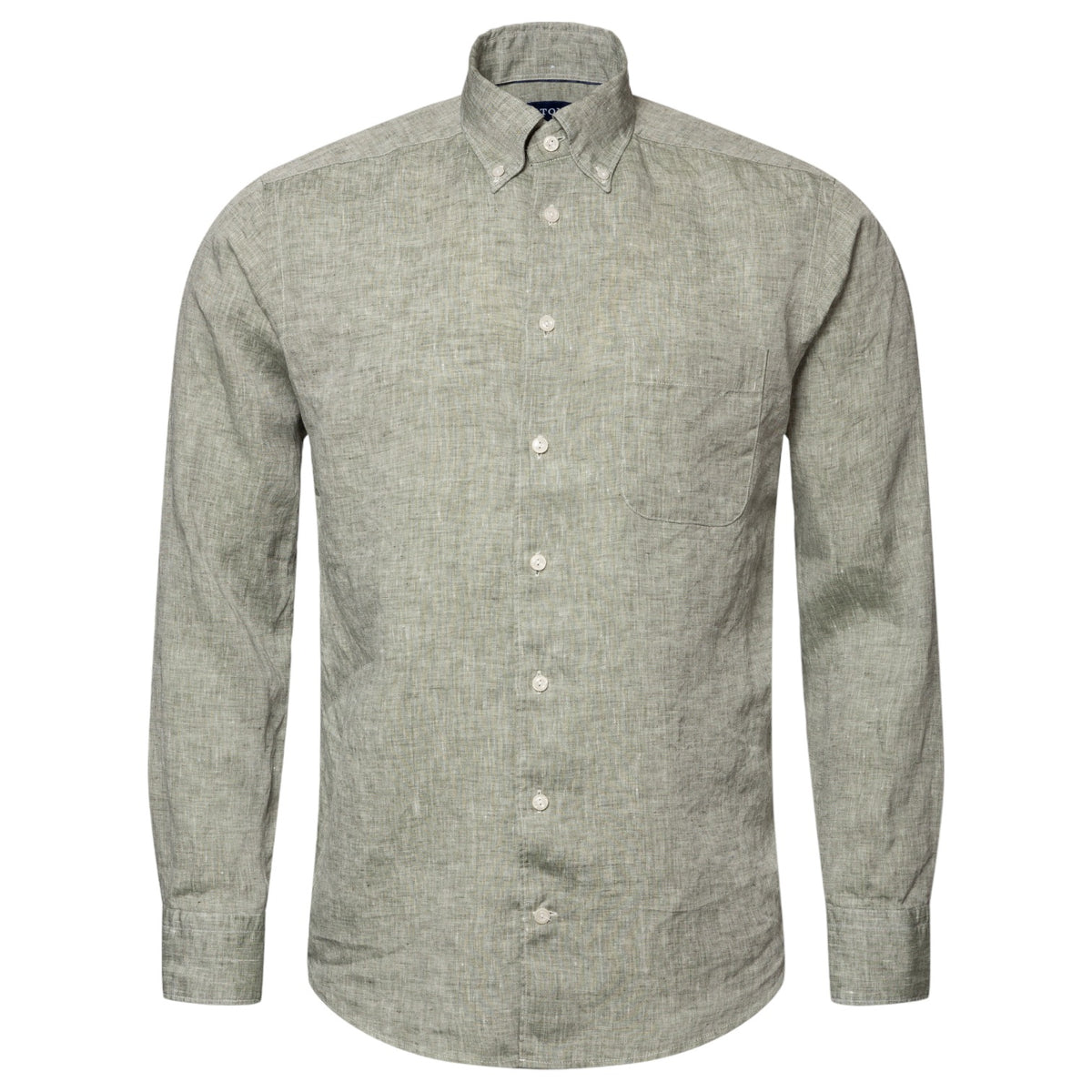 Eton Linen Shirt Button Down Collar In Grey Mélange 100004417 64