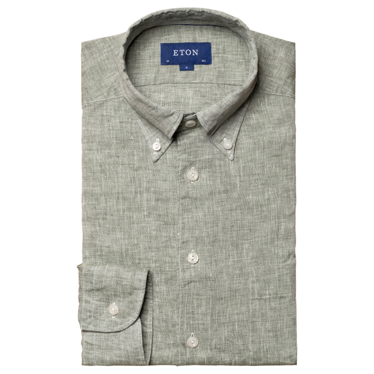 Eton Linen Shirt Button Down Collar In Grey Mélange 100004417 64