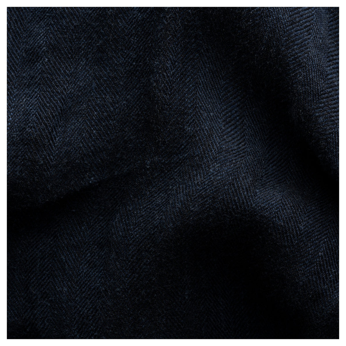 Eton Navy Blue Herringbone Linen Long Sleeve Shirt 100010111 28