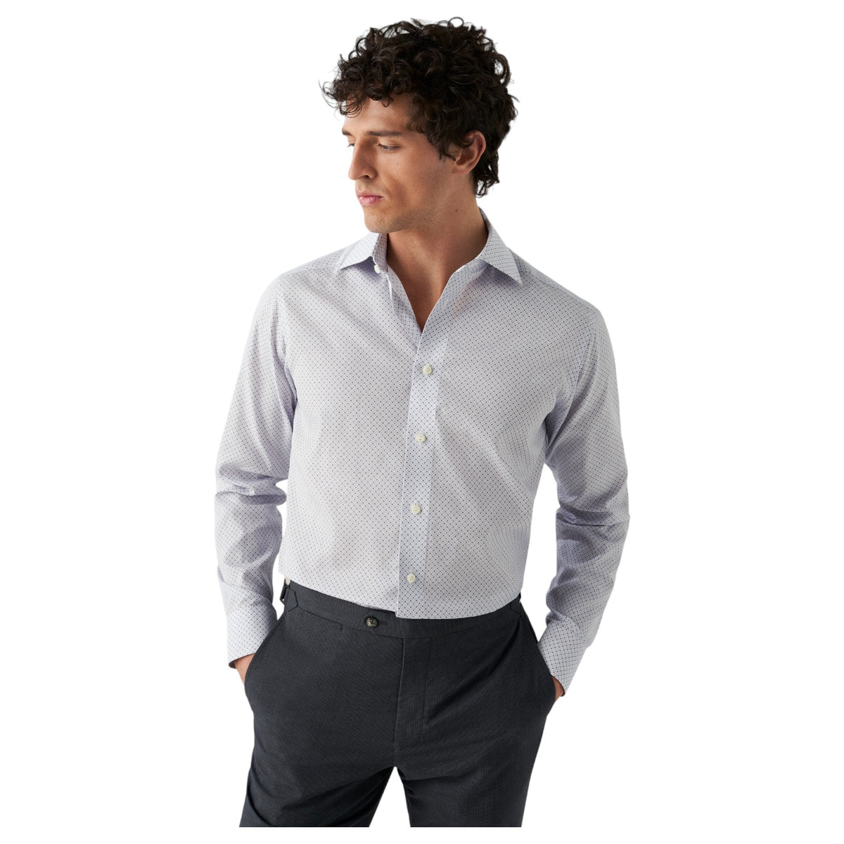 Eton Light Blue Micro Floral Print Signature Poplin Shirt In Slim Fit 100010259 23