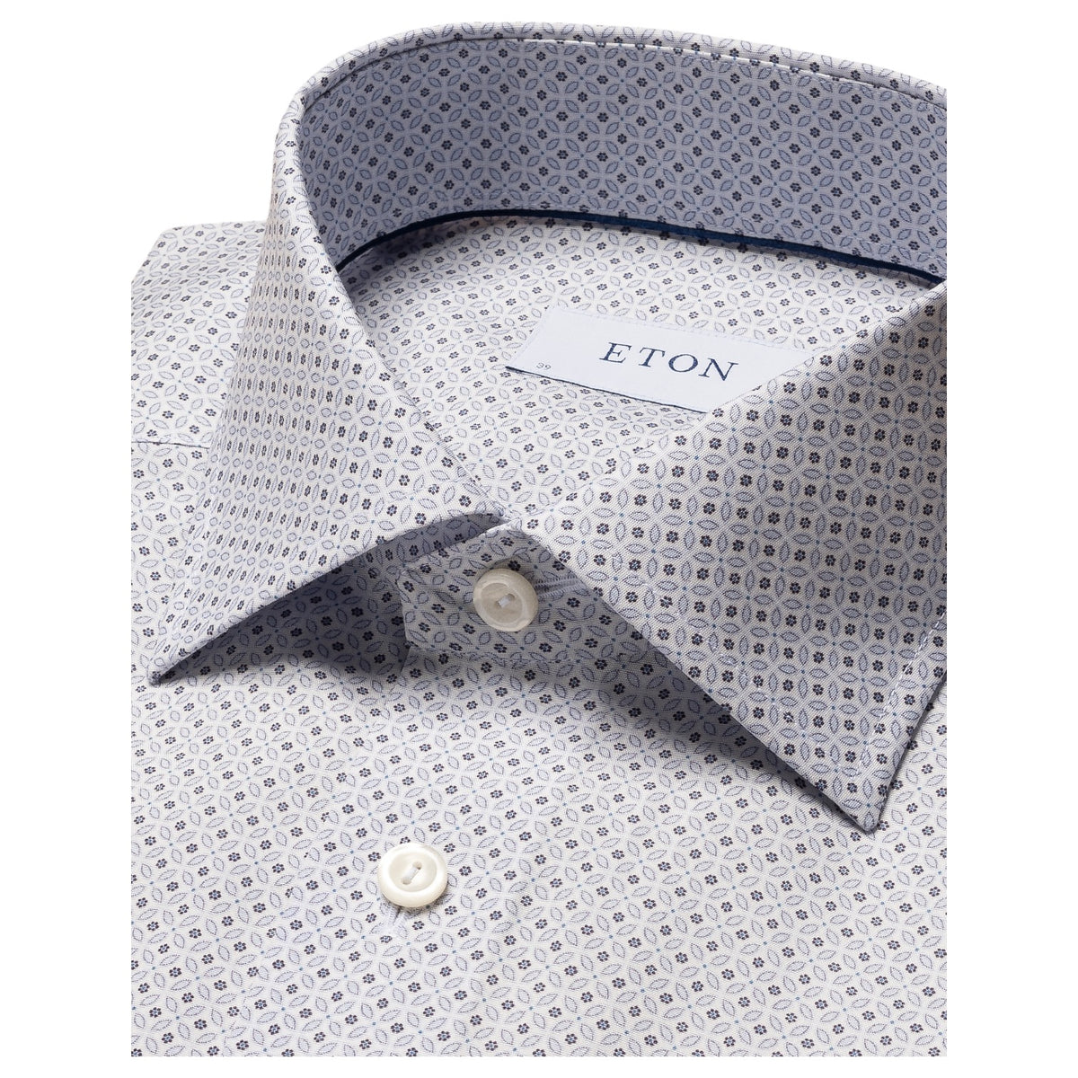 Eton Light Blue Micro Floral Print Signature Poplin Shirt In Slim Fit 100010259 23