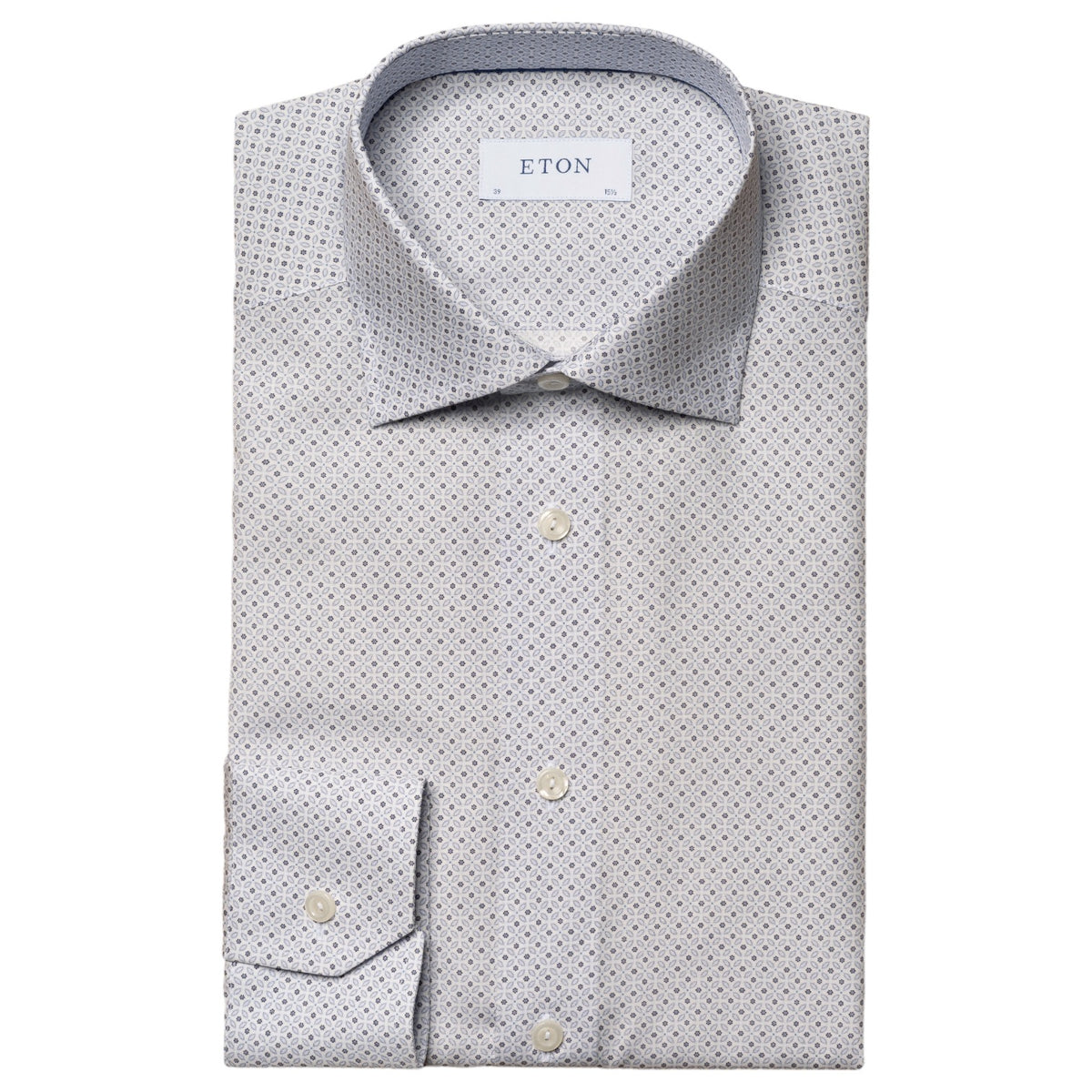 Eton Light Blue Micro Floral Print Signature Poplin Shirt In Slim Fit 100010259 23