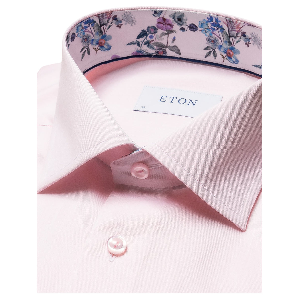 Eton Pink Floral Print Effect Solid Signature Twill Shirt 100011092 80 / 100011683 80