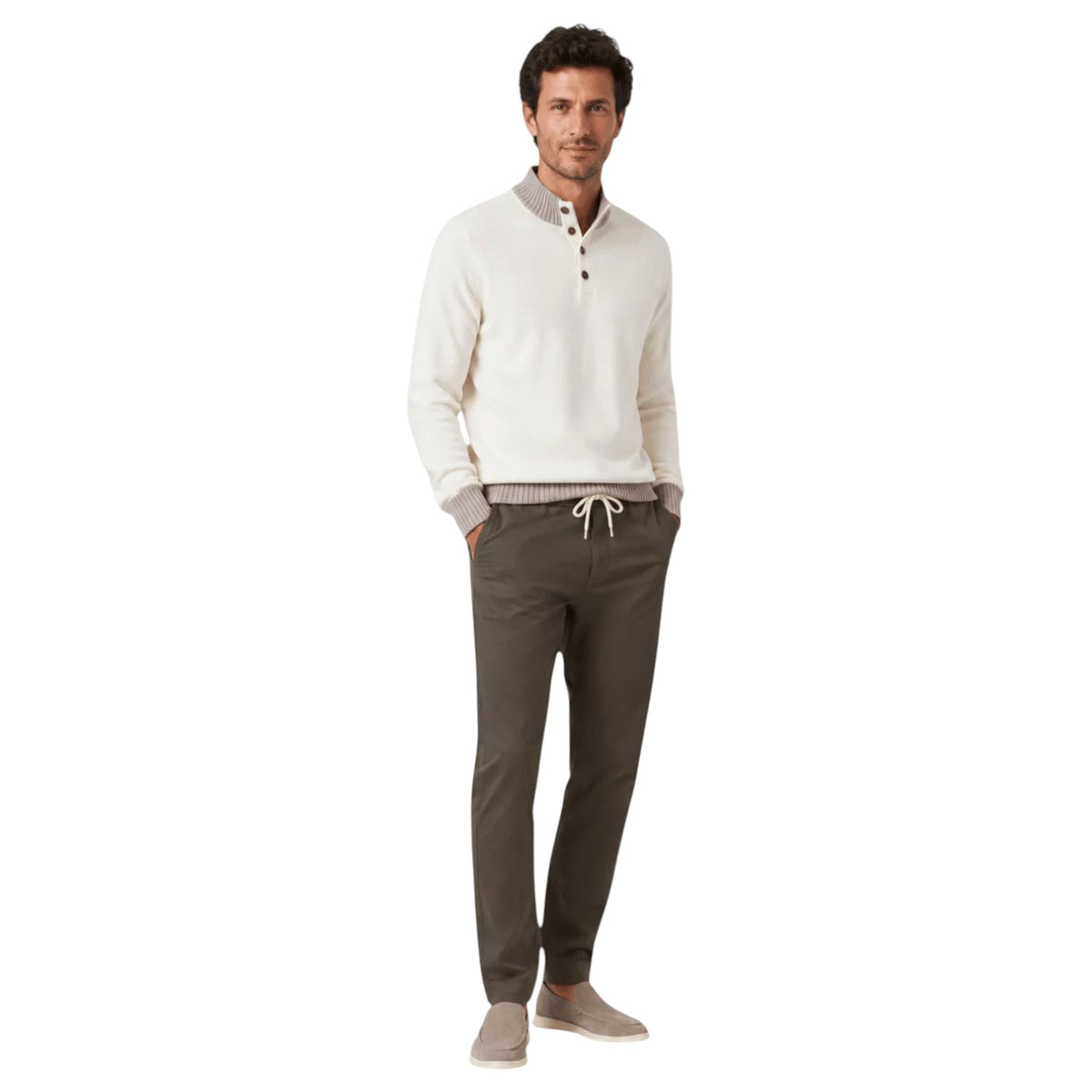 Garnet Tate Men’s Contrast-Trim Mock Neck Sweater 2622022