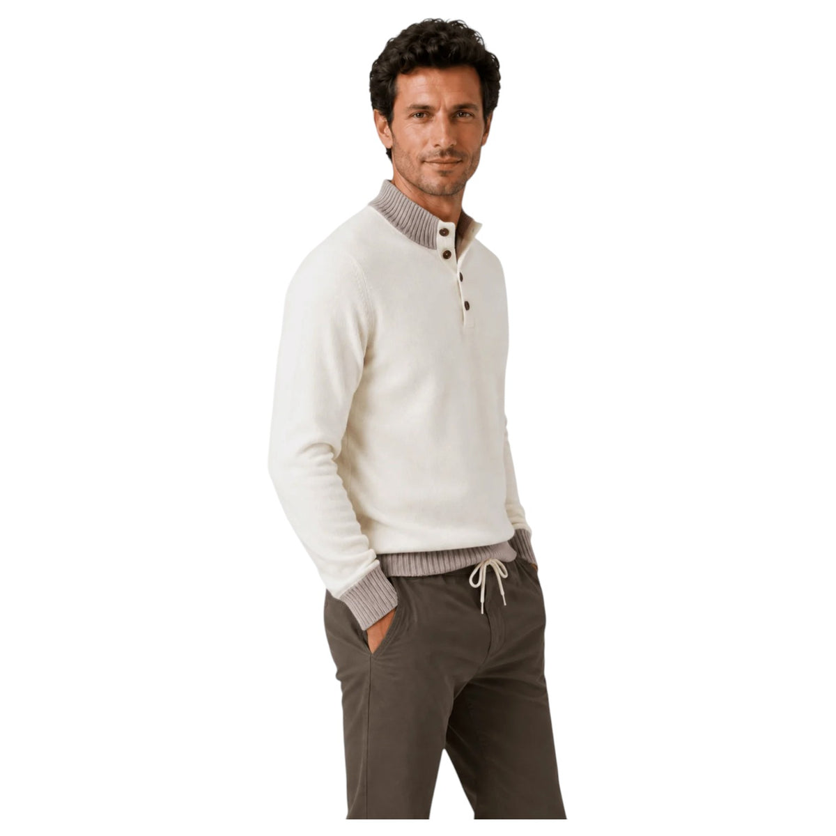 Garnet Tate Men’s Contrast-Trim Mock Neck Sweater 2622022