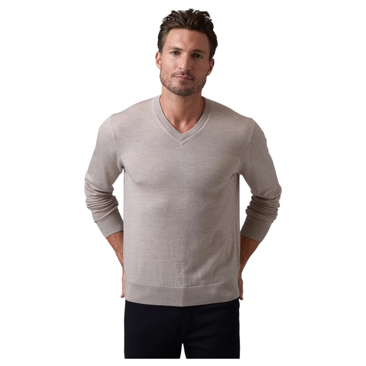 Raffi Classic V-Neck Sweater in 100% Merino Wool HWC19391 Mix