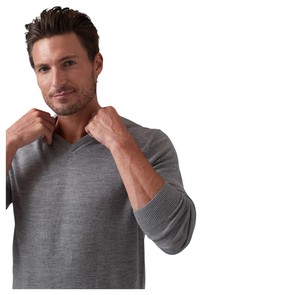 Raffi Classic V-Neck Sweater in 100% Merino Wool HWC19391 Mix