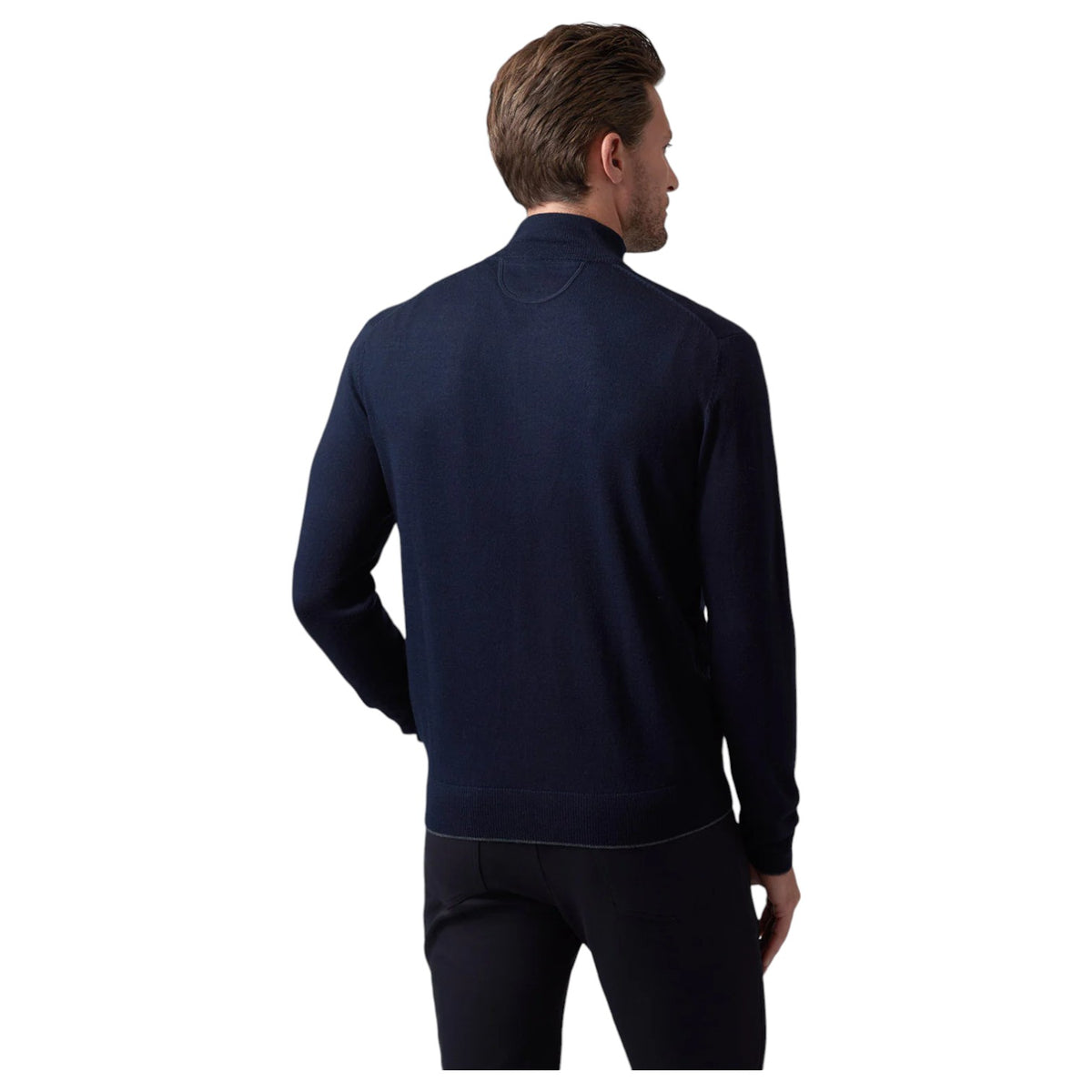 Raffi Mock Neck Quarter Zip Sweater in 100% Merino Wool HWC19398-Z Navy