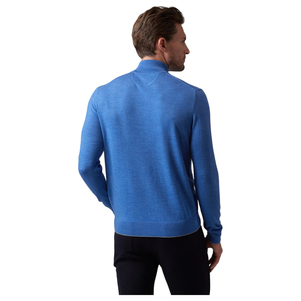 Raffi Mock Neck Quarter Zip Sweater in 100% Merino Wool HWC19398-Z Pool