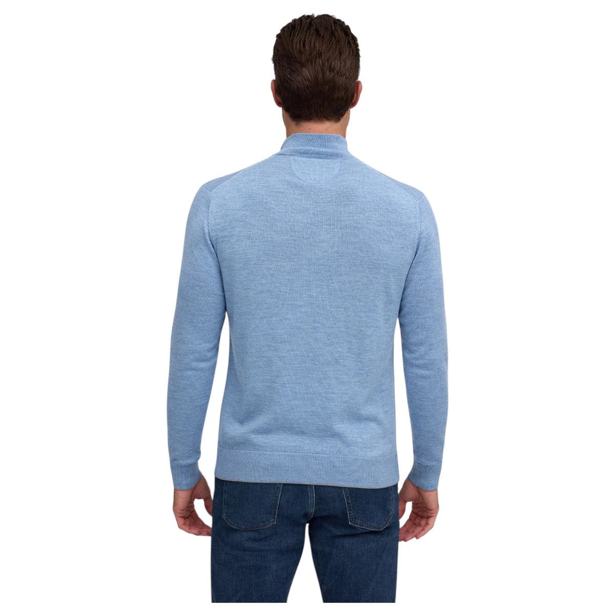 Raffi Mock Neck Quarter Zip Sweater in 100% Merino Wool HWC19398-Z Water